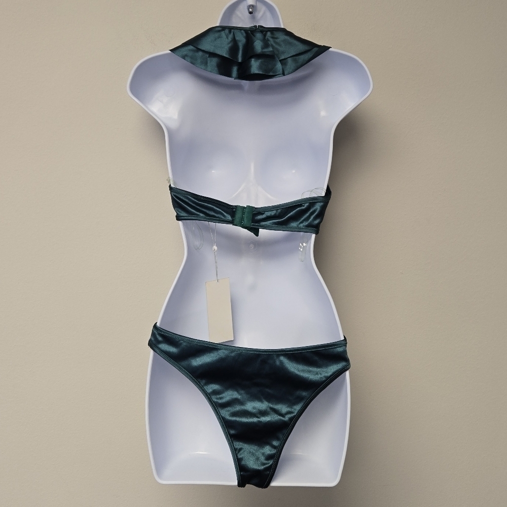 WOW Couture Halter Ruffled Cheeky One Piece Monokini Emerald Green S - Picture 7 of 12